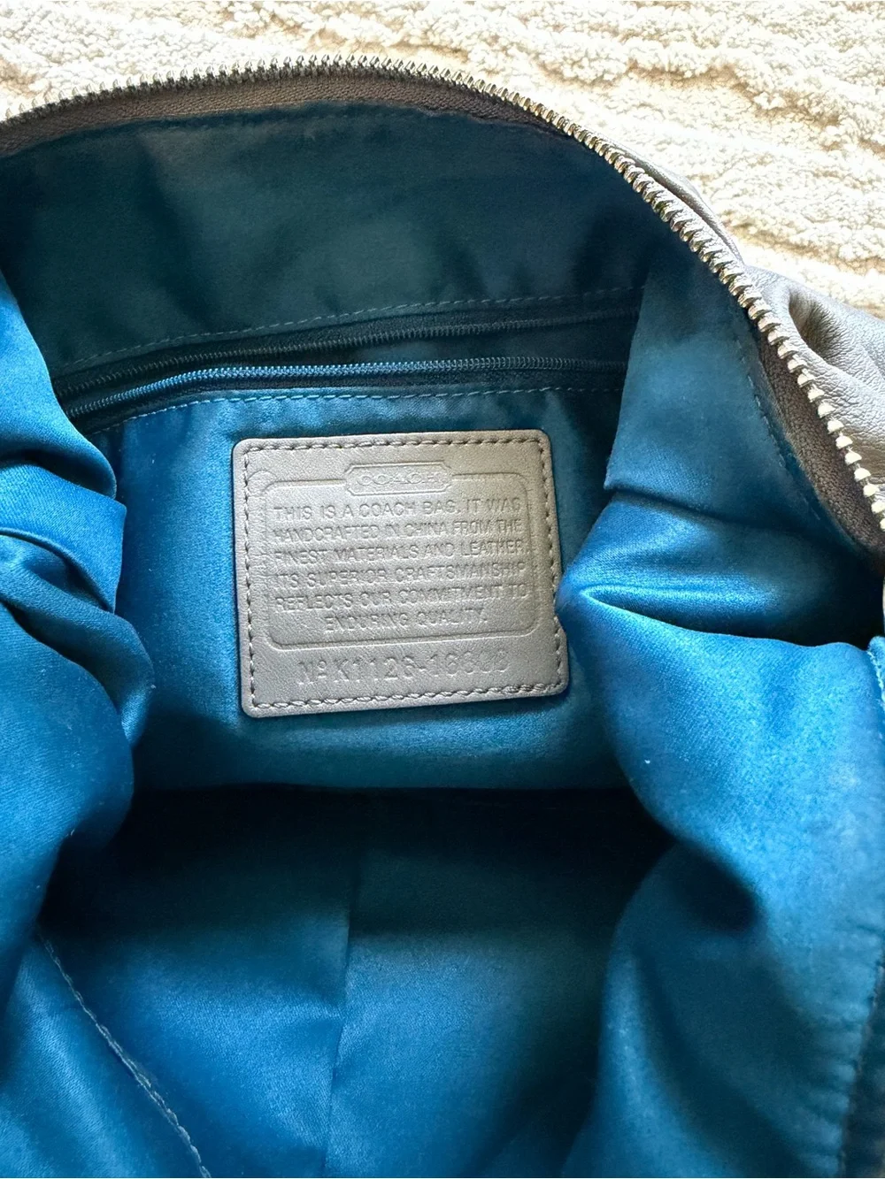Coach Kristin Gray Leather Zipper Hobo Crossbody Shoulder Bag Style 16808 - Picture 7 of 11